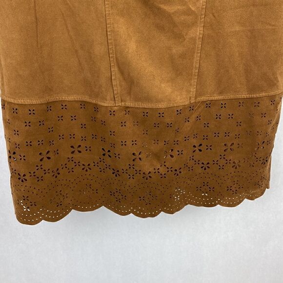 Taylor & Sage Brown Shift Dress Faux Suede Cutouts Large - Picture 3 of 13